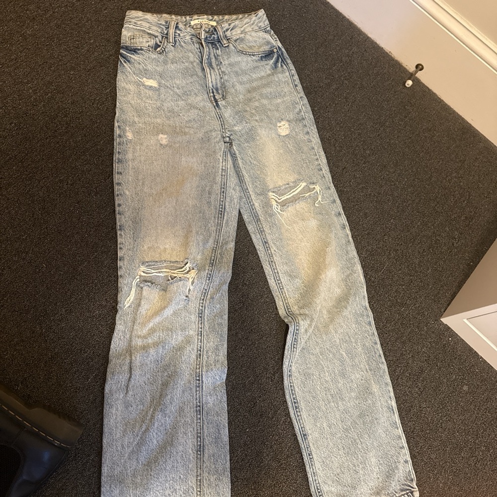 PacSun Light Blue Distressed Straight Leg Jeans